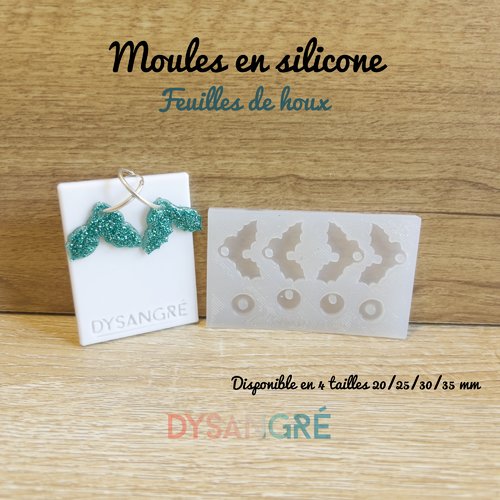 Moule en silicone pampille feuilles de houx