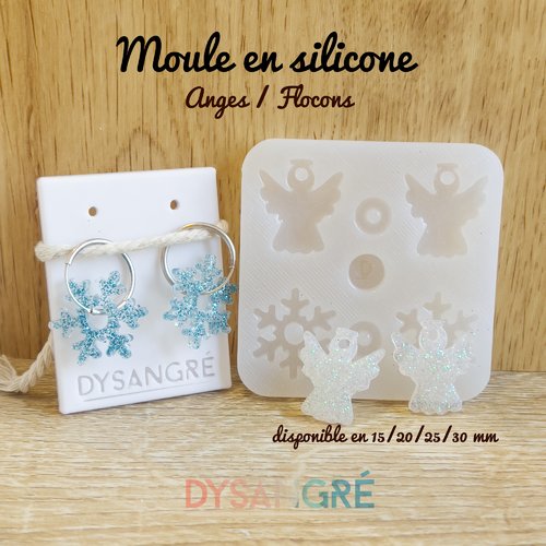 Moule en silicone duo pampilles flocons/ anges