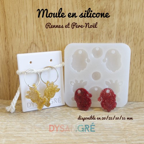 Moule en silicone duo pampilles rennes/ père-noël
