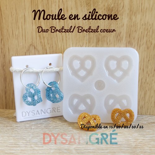 Moule en silicone duo pampilles bretzel / bretzel coeur