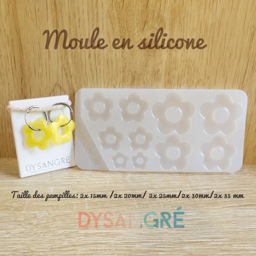 Moule en silicone muli-taille pampilles fleurs 5 pétales