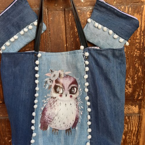 Sac en jean "chouette"