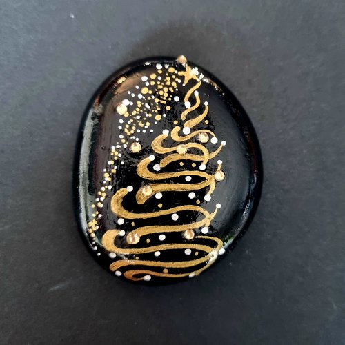 Les galets noirs, or et pailleté