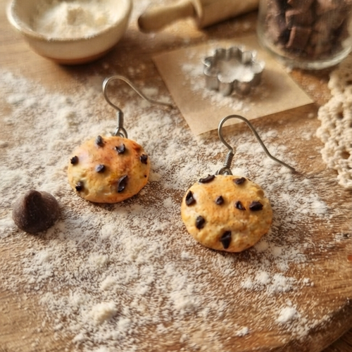 Boucles d’oreilles cookies pépites de chocolat