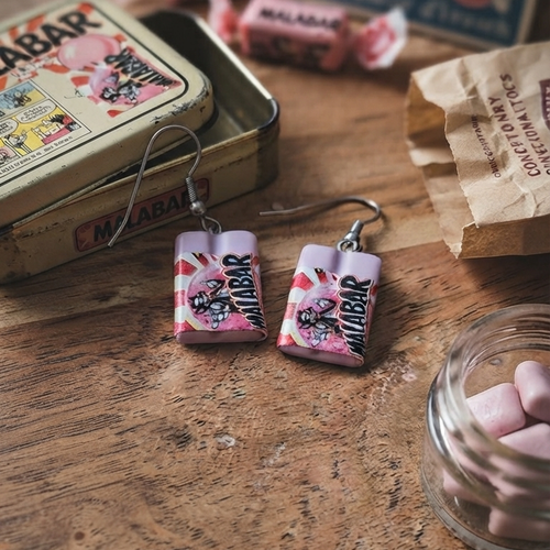 Boucles d’oreilles "chewing-gum rétro"