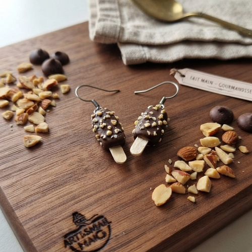 Boucles d’oreilles "magnum choco-noisette"
