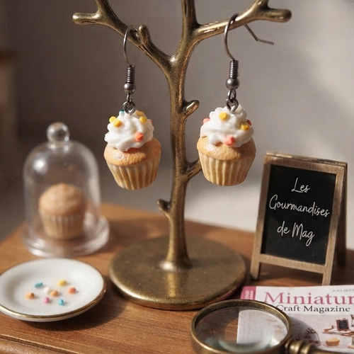Boucles d'oreilles mini cupcakes gourmands