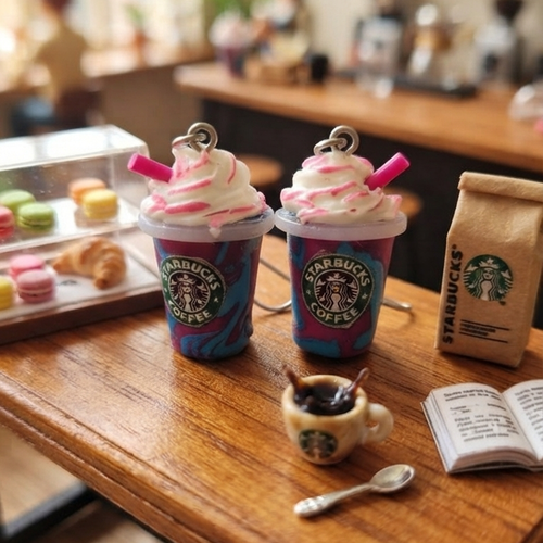 Boucles d'oreilles mini starbucks café gourmands