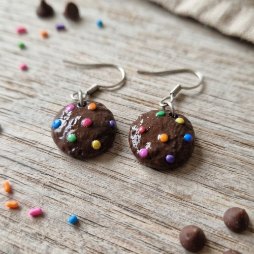 Boucles d'oreilles mini cookies chocolat gourmands