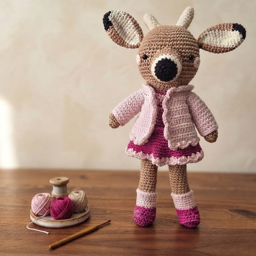Petite biche amigurumi fait main : une compagne douce et poétique