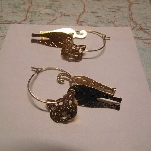 Boucle d oreille créole-chat doré