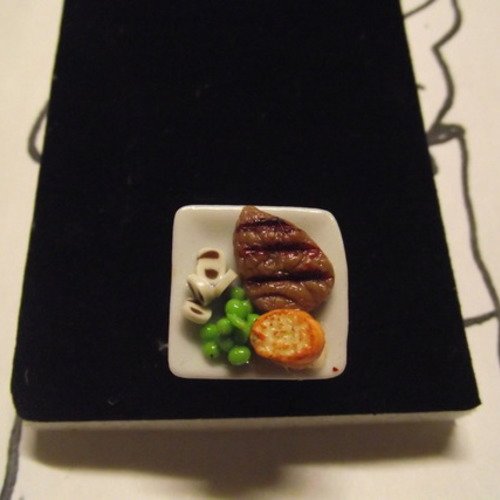 Bague réglable assiette viande-petit pois-pain......original 