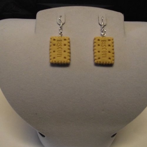 Boucle d'oreille biscuit-ocre