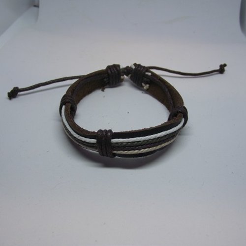 Bracelet réglable en cuir-marron-ficelle 4 couleurs