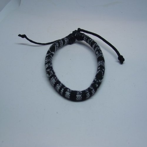 Bracelet réglable en tissu-tissu-noir-blanc