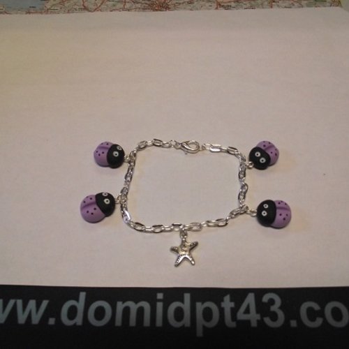 Bracelet réglable - coccinelle violet