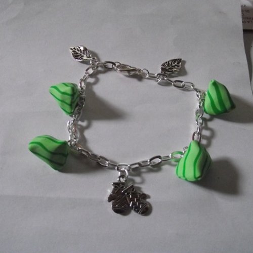 Bracelet réglable -berlingot vert-décoration