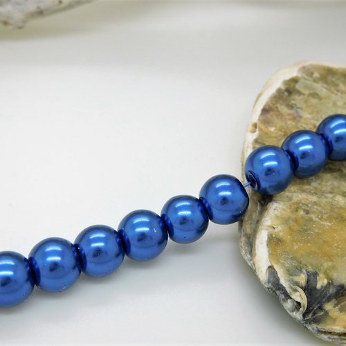 30 perles de verre ronde bleu nuit 8 mm
