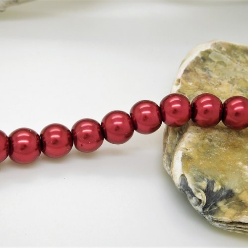 30 perles de verre ronde rouge 8 mm