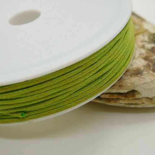 Cordon de coton vert 1mm  rouleau de 10m