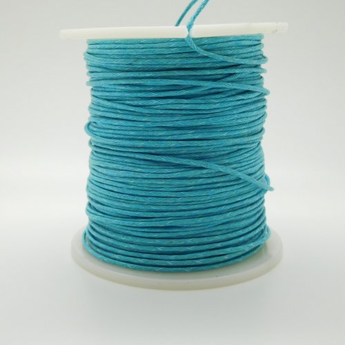 Cordon de coton ciré bleu 1mm   x  5m