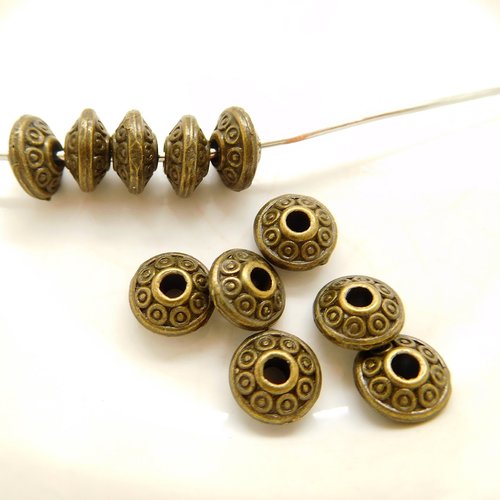10 perles métal bronze forme soucoupe 5mm x 3mm