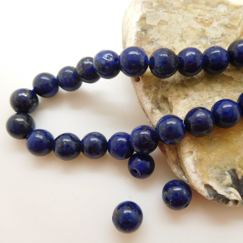 10 perles  lapis lazuli rondes 6mm