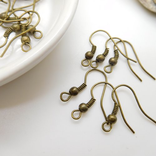 Crochets  boucles d'oreille bronze , support hameçon bronze