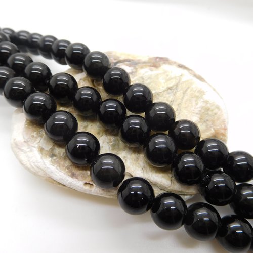 45 perles obsidienne ronde 8mm , pierre naturelle noire