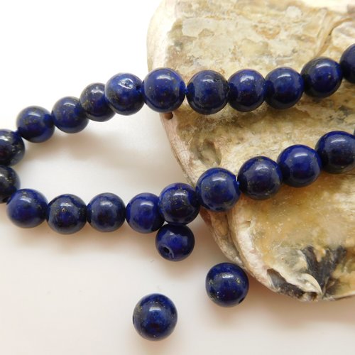 60 perles  lapis lazuli rondes 6mm