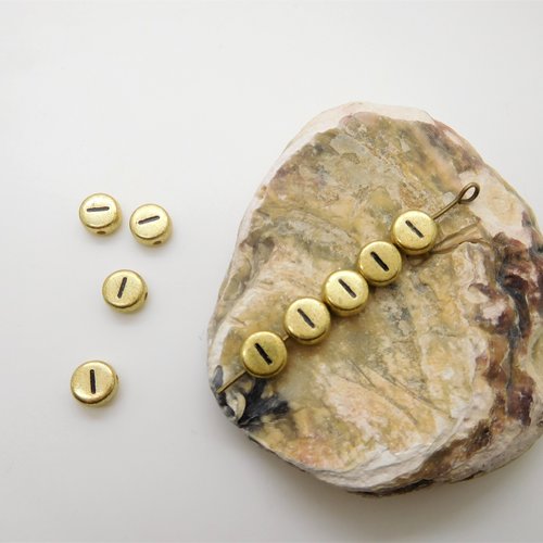 Perles chiffre 1 ,  perle dorée 7mm ,numéro 1