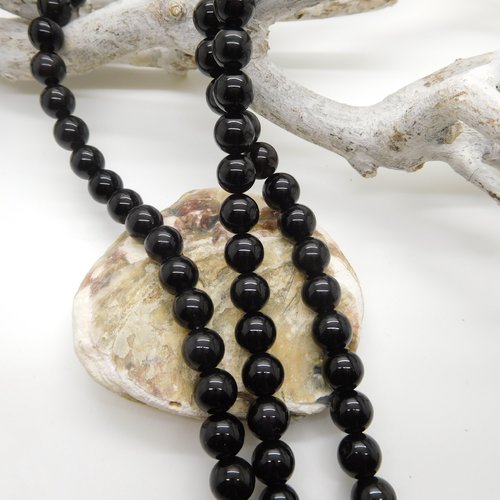 10 perles obsidienne ronde 8mm , pierre naturelle noire