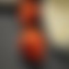 1 tête de mort orange  en howlite 23 mm  , perle tête de mort ,  crâne  orange