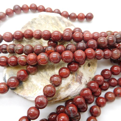 Perles jaspe rouge  6mm , pierre naturelle