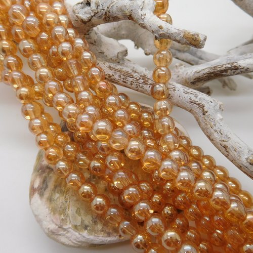 Perles rondes en verre topaze light 6mm
