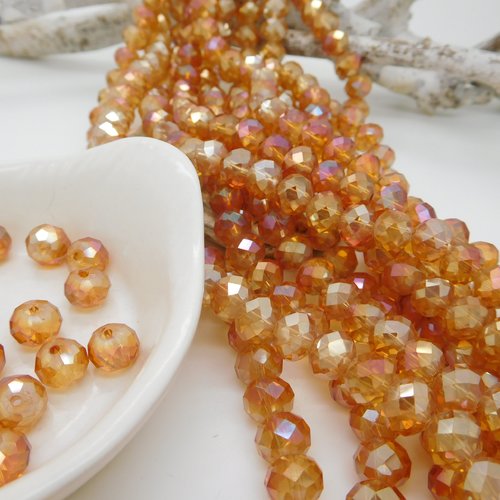 Perles de cristal forme abacus rondelles avec facettes 8mm moka ab