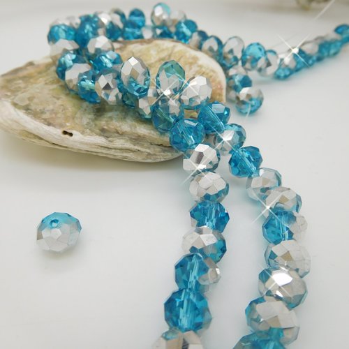 10 perles de cristal  bleu forme rondelle avec facettes 8mm ,abacus
