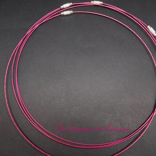 Collier  tour de cou cable avec fermoir à vis rose foncé x1 