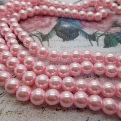 20 perles de verre rose  ronde 8 mm 
