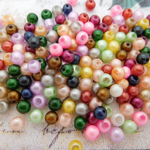 150 perles de verre rondes 4 mm mélange de couleurs 