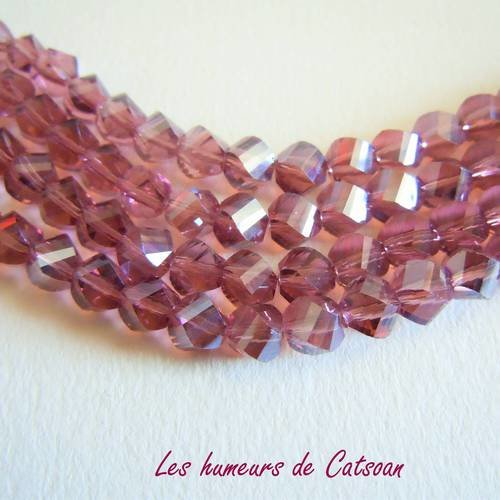 20 perles de cristal à facettes violet , améthyste 6mm