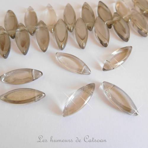 5 perles ovales en verre black diamond 20x8x5mm 