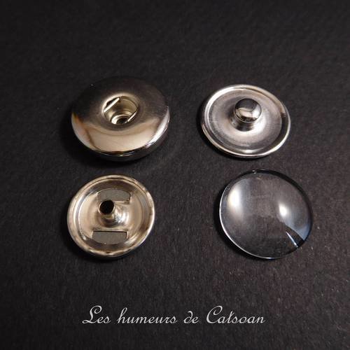 4 kits boutons chunk couleur argent 18mm kit complet 