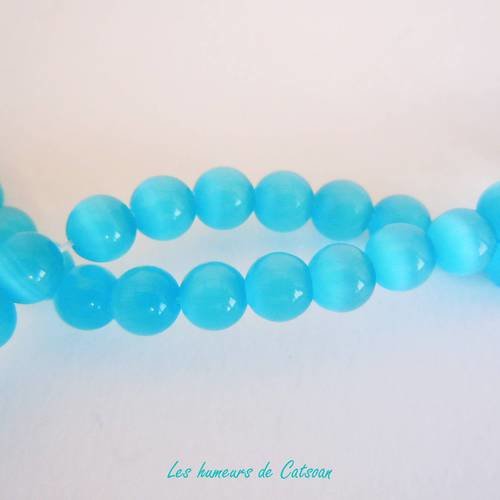 10  perle de verre oeil de chat  6mm  couleur bleu outremer