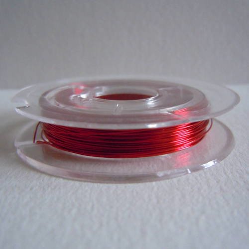 Bobine de fil de cuivre 0.3mm couleur rouge 
