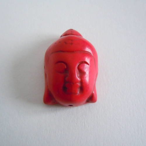 1 tête de bouddha en howlite couleur rouge