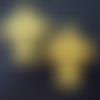2 perles croix couleur jaune 36mm en howlite