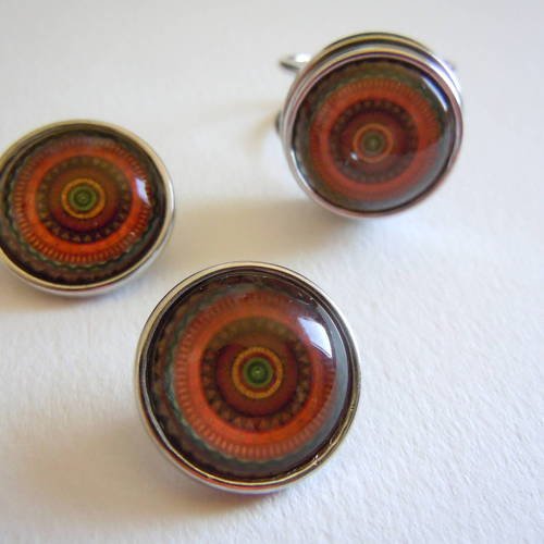 2 boutons pression pour support chunk avec cabochon en verre 18 mm 