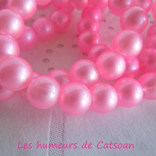 10 perles de verre forme ronde  rose bonbon 10mm@les humeurs de catsoan 