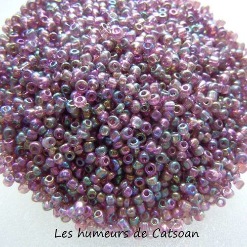 20 gr de perles de rocaille 3mm violet  pourpre ab